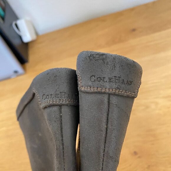 Cole Haan Country Mid-Calf Leather Boots 11B Taupe Brown Gray Color - Picture 7 of 9